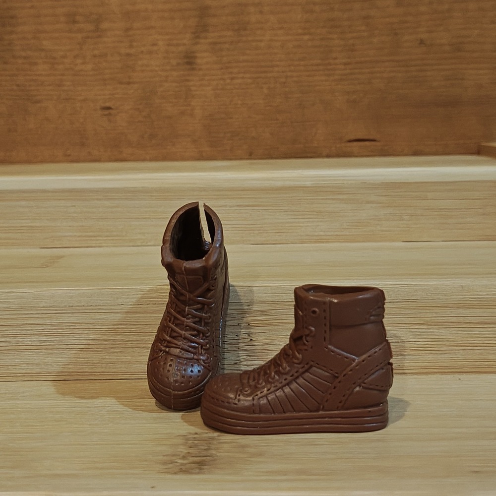 Mattel Ken Barbie Doll Shoes Boots Hiking Camping Style Solid Dark Brown Color‎